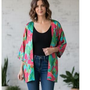 Vintage Jo Hardin satin cardigan/ kimono